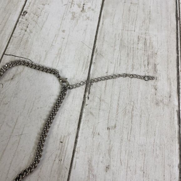 Bohemian Silver Tone Chain Necklace Turquoise & Red Stones Adjustable Length - Picture 6 of 10